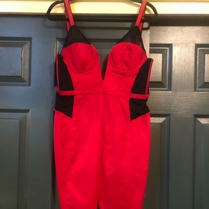 hot red midi dress
